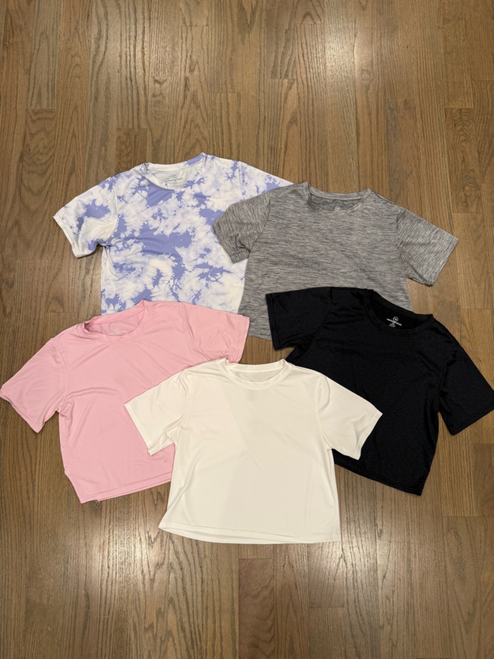 Assorted Women’s Crew Neck Crop Tee Pack - Black, White, Gray, Pink, Tie-Dye